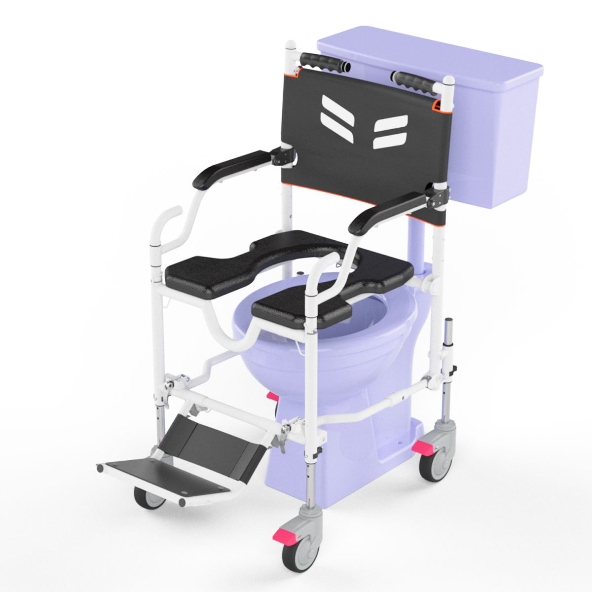 GO Attendant Propelled | Travel and Shower Commode Wheelchair (Narrow) (14.5 KG)